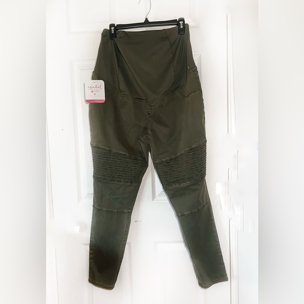 Isabel Maternity Olive‎ Green Moto Leggings pants Sz 12